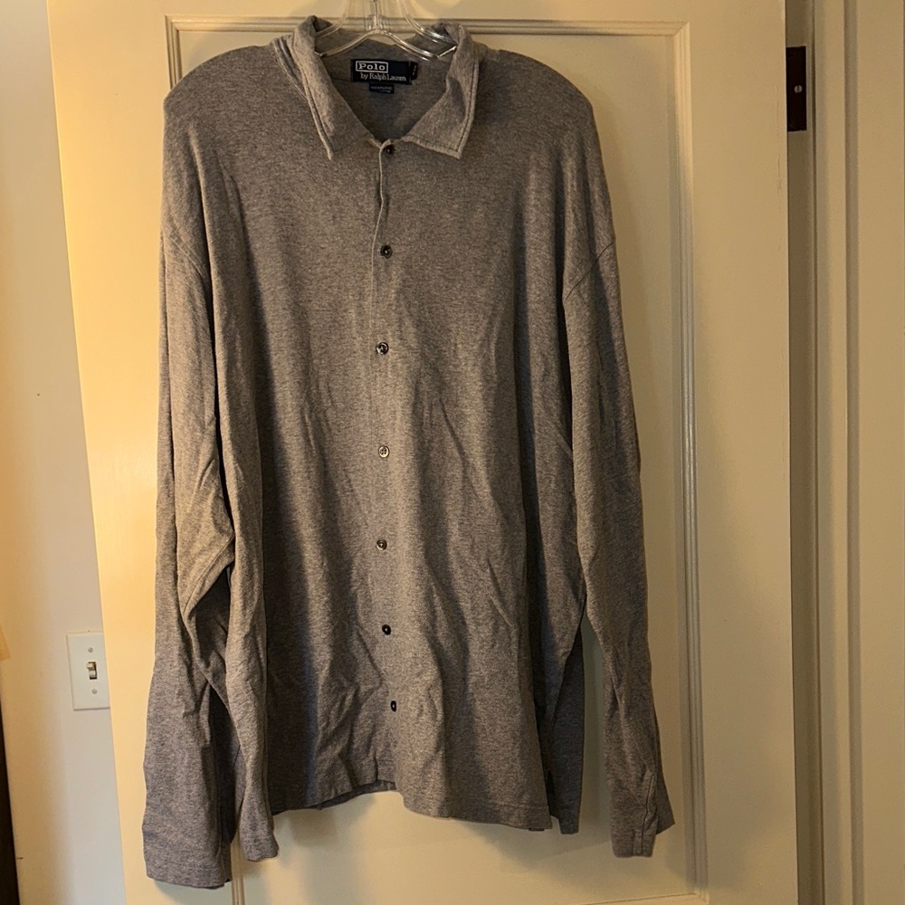 Polo by Ralph Lauren Men’s XXL Heather Gray Long-Sleeve Button Shirt